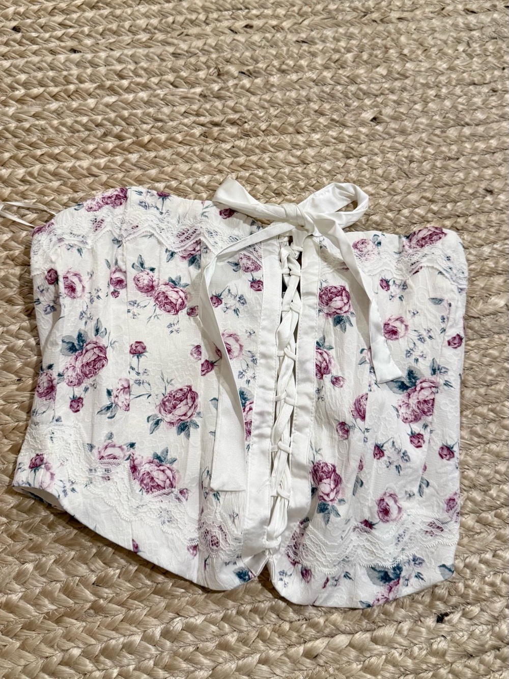 New NWT Cotton Candy LA floral laceup corset bustier top large